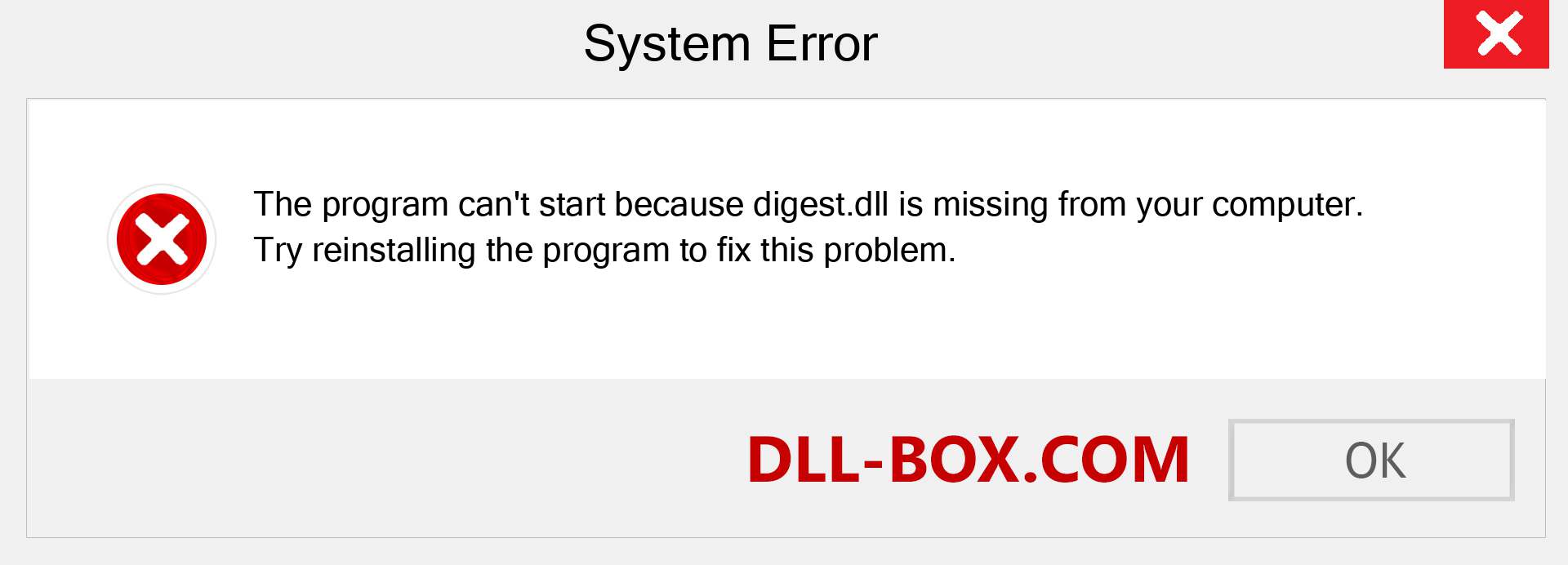  digest.dll file is missing?. Download for Windows 7, 8, 10 - Fix  digest dll Missing Error on Windows, photos, images