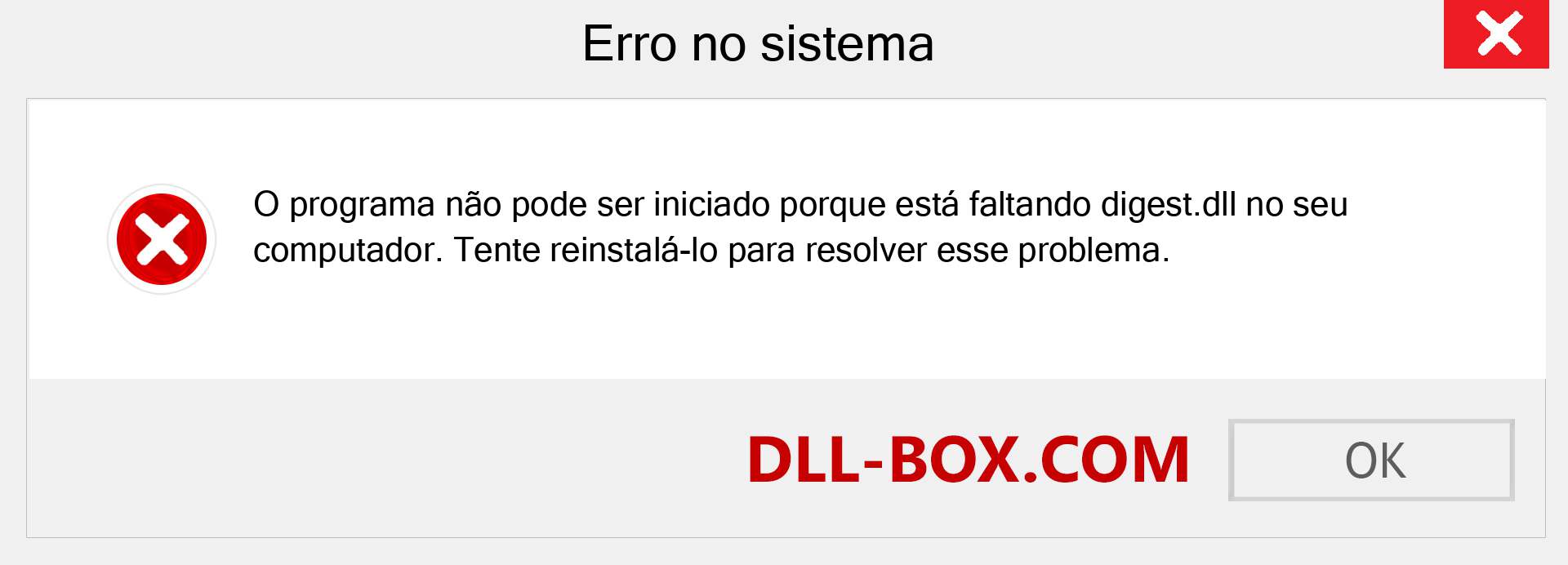 Arquivo digest.dll ausente ?. Download para Windows 7, 8, 10 - Correção de erro ausente digest dll no Windows, fotos, imagens